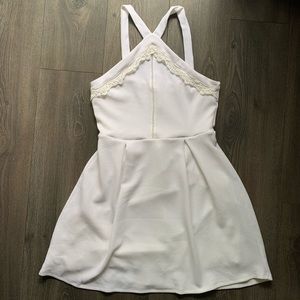 Francesca’s Y Neck a White A-Line Dress